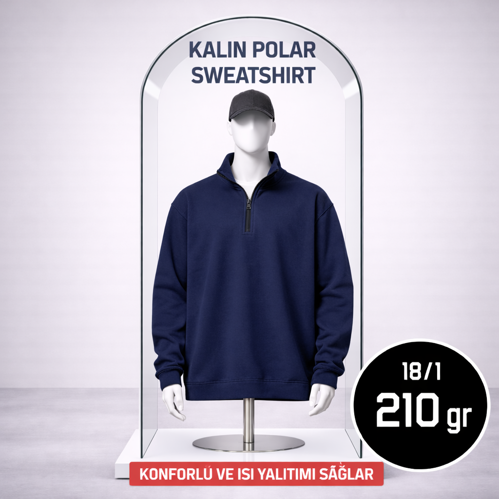Toptan Yarım Fermuarlı Sweatshirt 5'li Seri