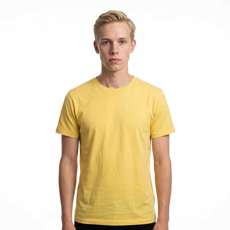 Sarı Toptan Tişörtify Unisex Bisiklet Yaka Tişört 5'li Seri