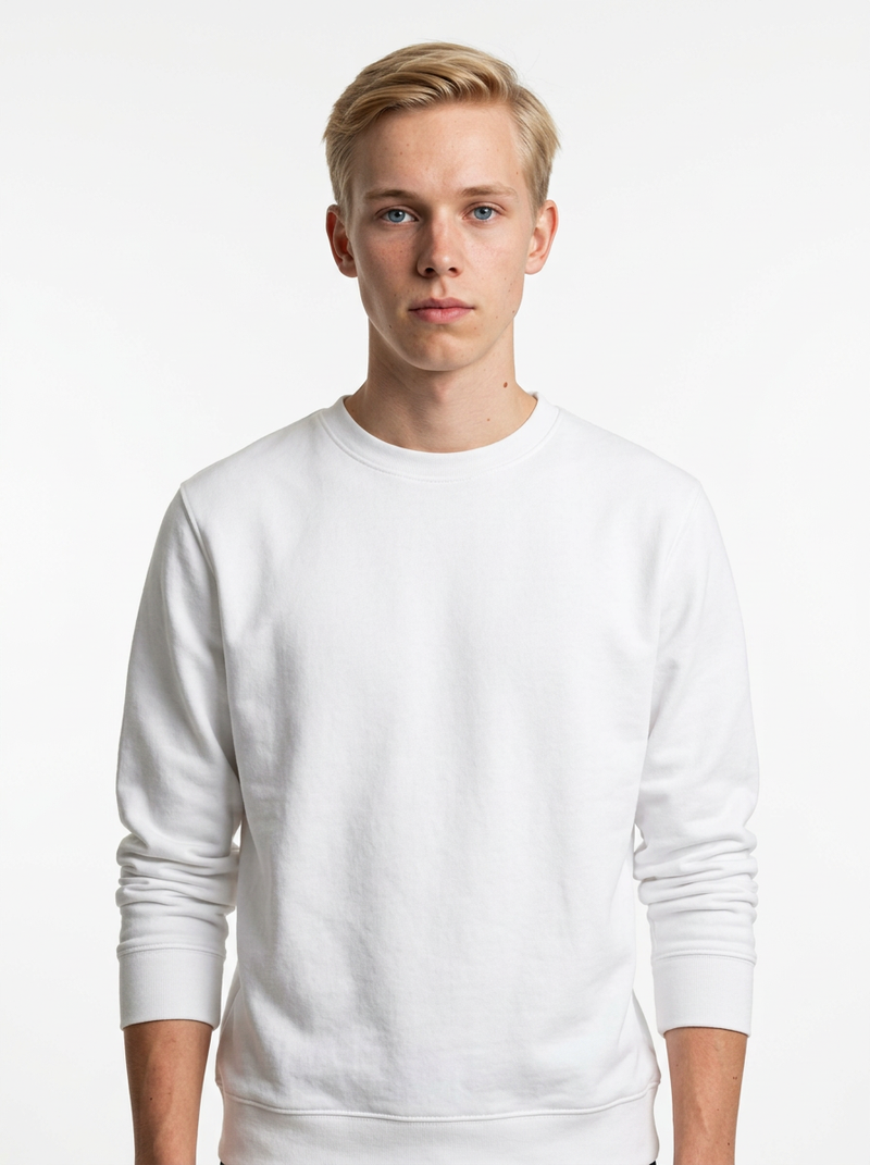 Beyaz Toptan Unisex Sweatshirt 5'li Seri