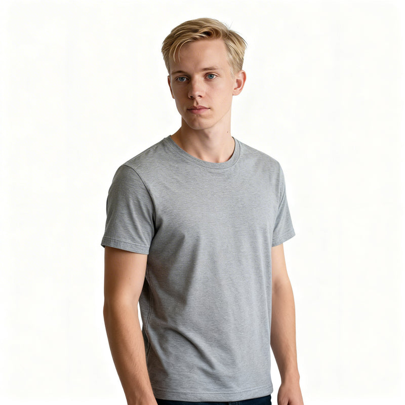 Gri Toptan Tişörtify Unisex Bisiklet Yaka Tişört 5'li Seri
