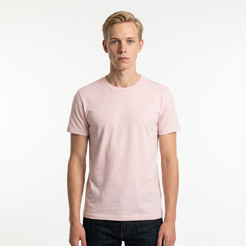 Pembe Toptan Tişörtify Unisex Bisiklet Yaka Tişört 5'li Seri