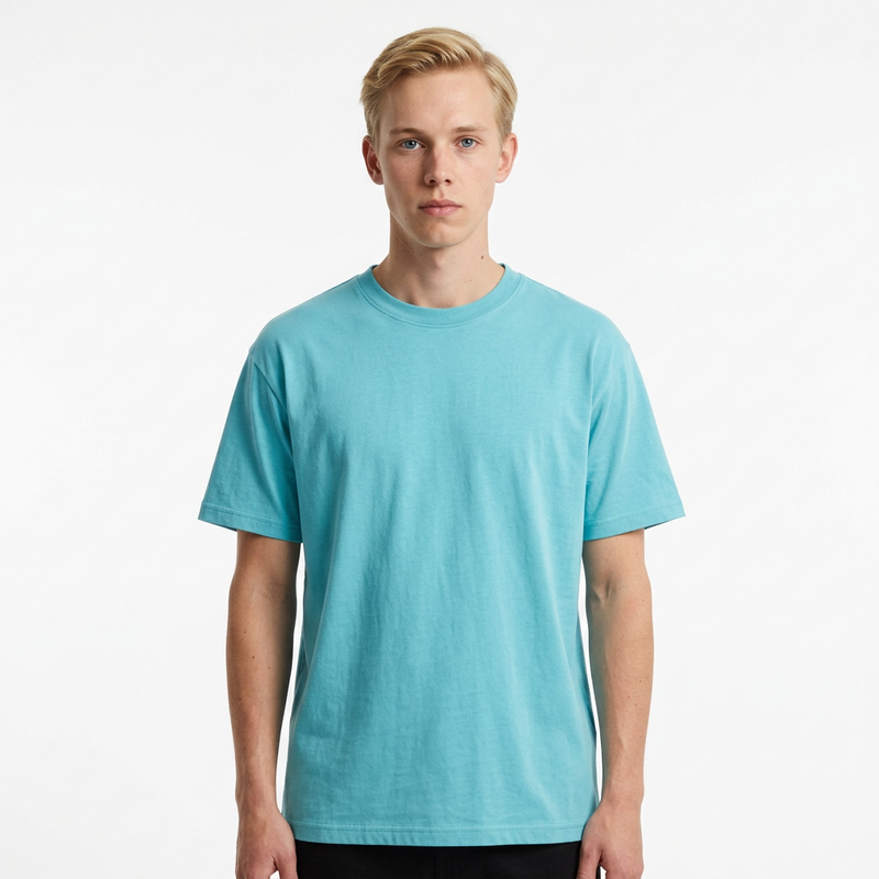 Turkuaz Toptan Unisex Loose Fit Bisiklet Yaka Tişört 5'li Seri