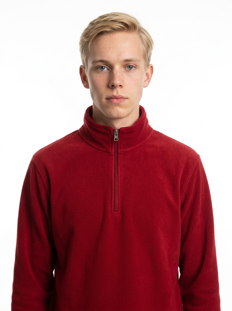 Kırmızı Toptan Yarım Fermuarlı Sweatshirt 5'li Seri